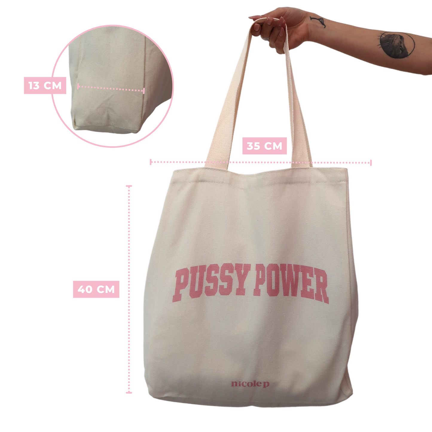 Tote Bag - Pink College SMALL