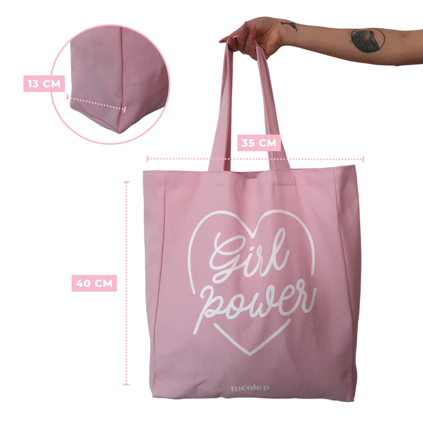 Tote Bag - Pink Heart SMALL