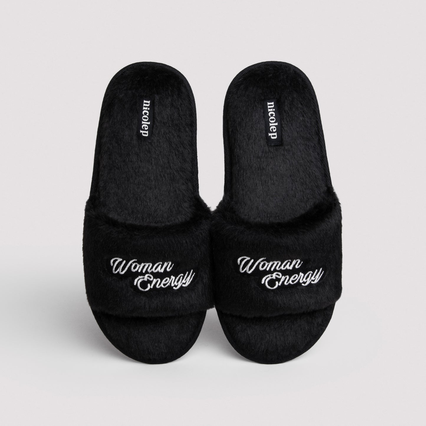 Fluffy Slippers - Black NEW