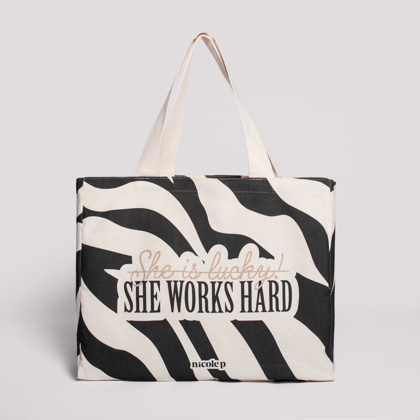 Tote Bag - Work Hard Zebra BIG