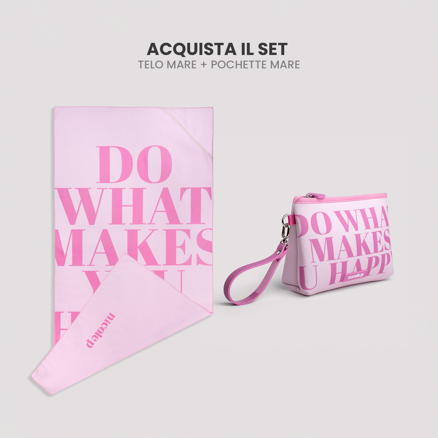 Beach Towel & Pochette Set - Happy