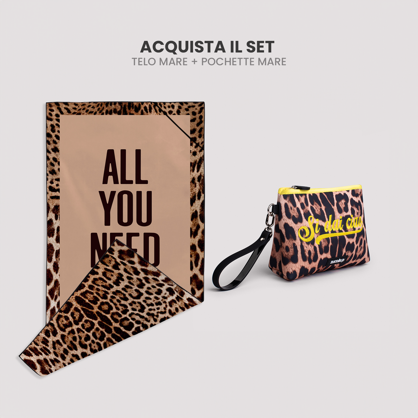 Beach Towel & Pochette Set - Leopard Obsessed