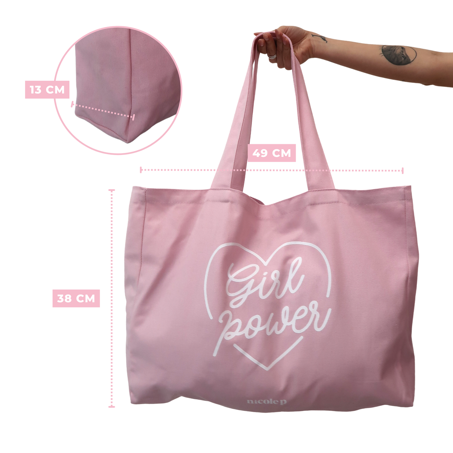 Pink Heart - big tote bag