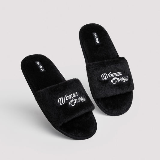 Fluffy Slippers Black NEW