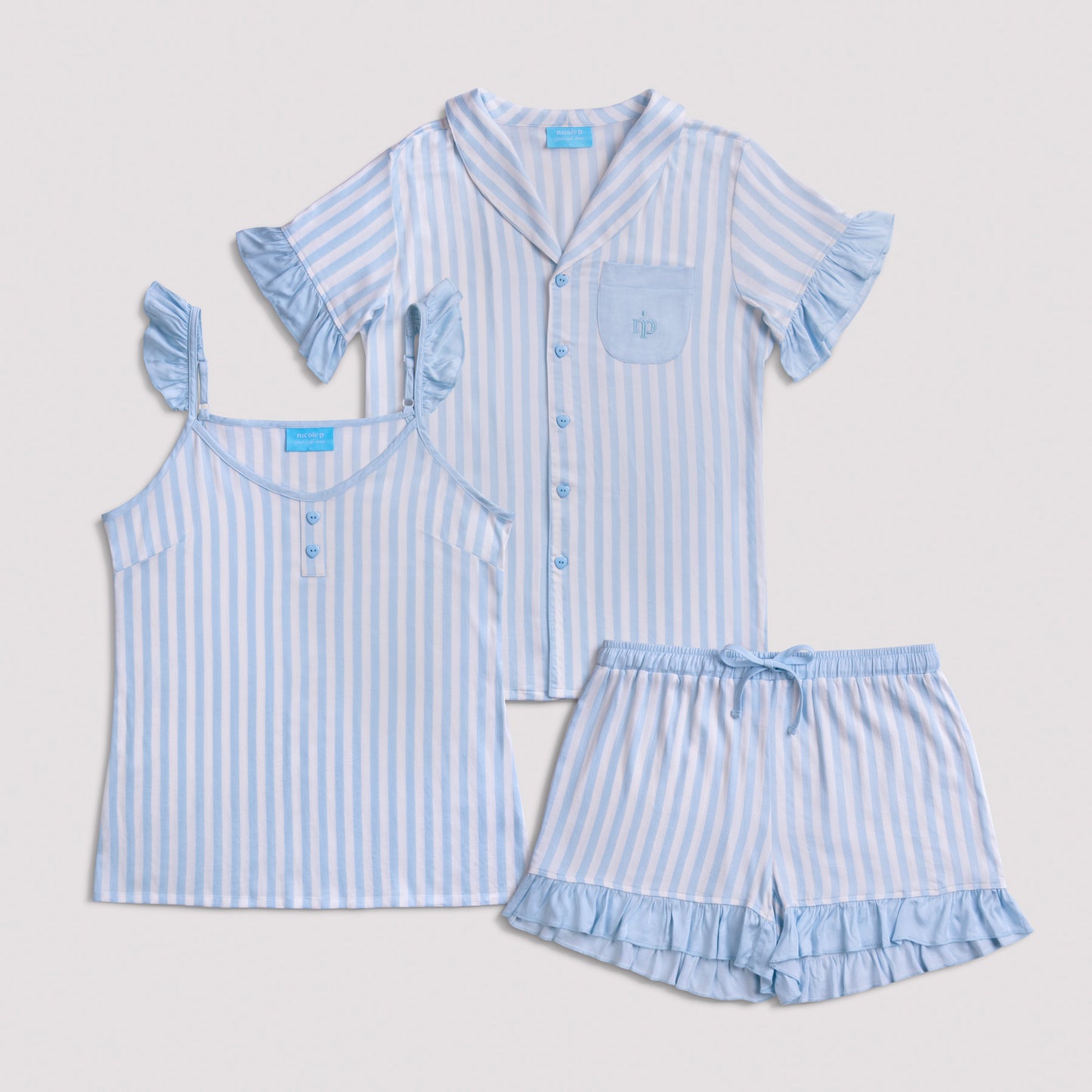 Dreamy Summer Light Blue - Camicetta & Canotta + Pantaloncino Set