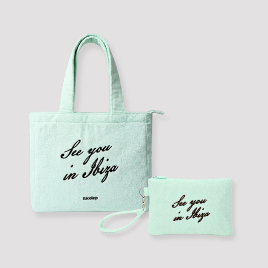 Tote Bag Spugna & Pochette Spugna Set - Ibiza