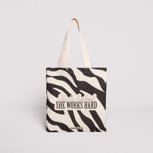 Work Hard Zebra - small tote bag