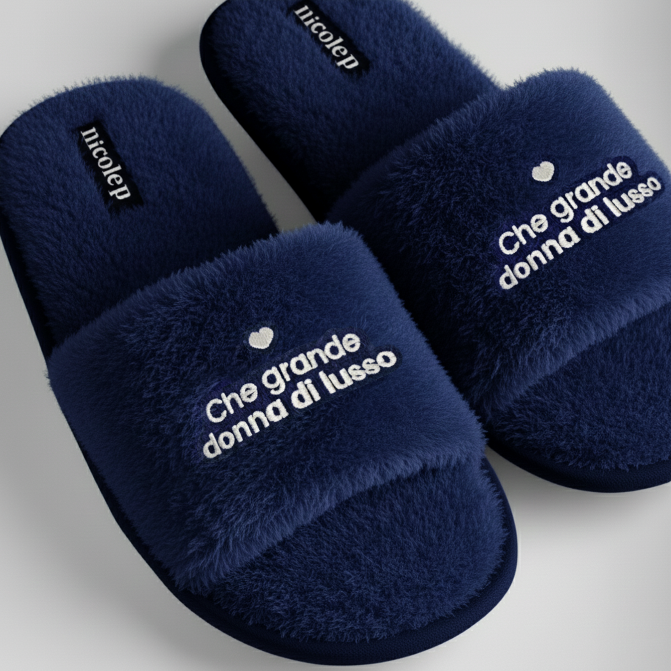 Fluffy Slippers - Blue Navy
