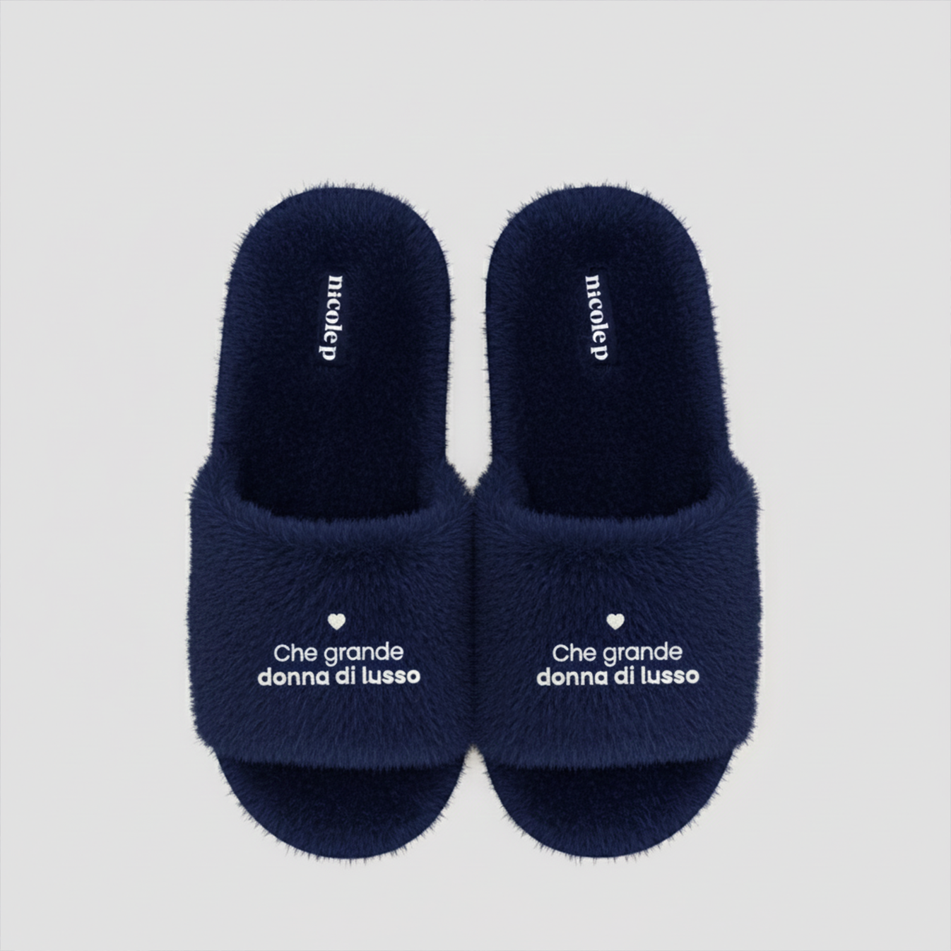Fluffy Slippers - Blue Navy