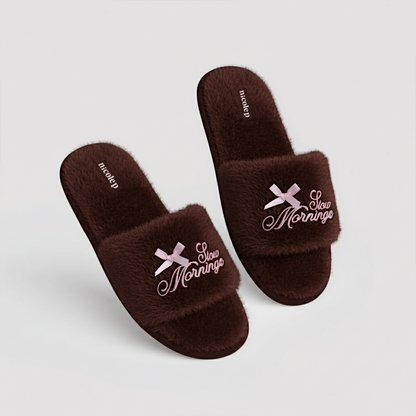 Fluffy Slippers - Chocolate