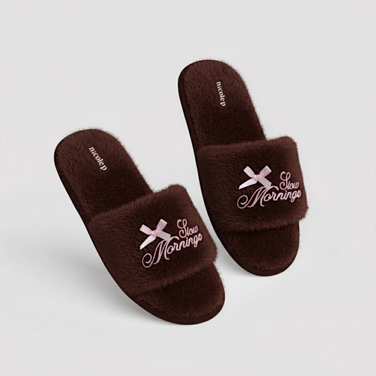 Fluffy Slippers - Chocolate