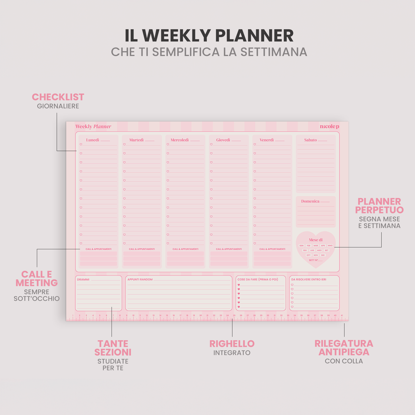 Weekly Planner - Planner perpetuo da 56 settimane