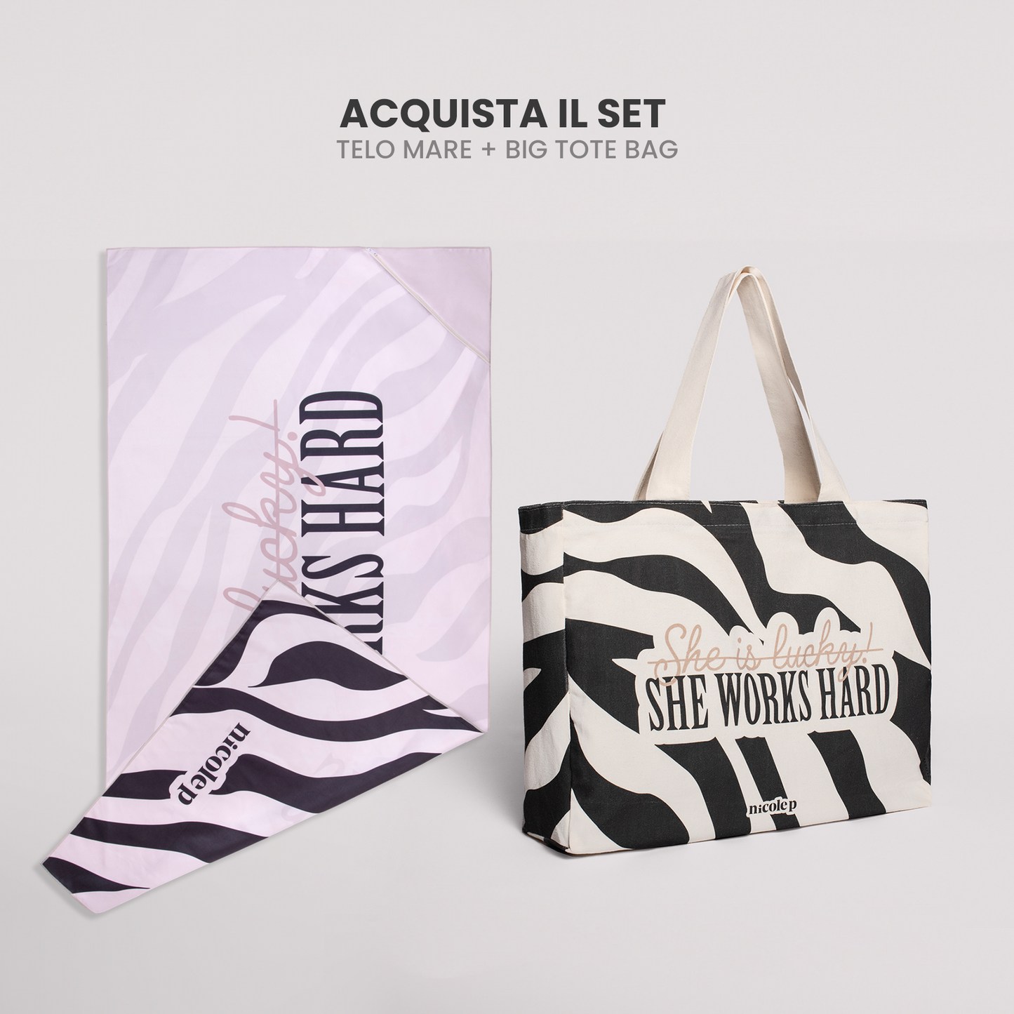 Zebra - beach towel & tote bag set
