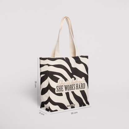 Work Hard Zebra - small tote bag